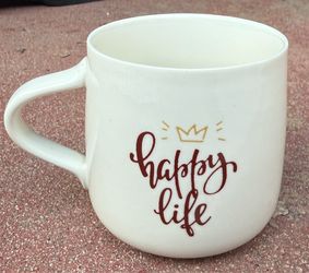 Happy Life Ceramic Coffee Mug