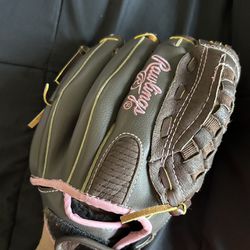 GIRLS, Pink and Brown Fast Pitch RAWLINGS l Glove