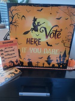 Halloween Coatume Party Ballot box and Winner Ribbons
