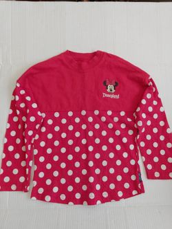 Disney Minnie Mouse Spirit Jersey Red Polka Dot Long Sleeve Tee Kids Size Small