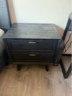 Black 2 Drawer Nightstand