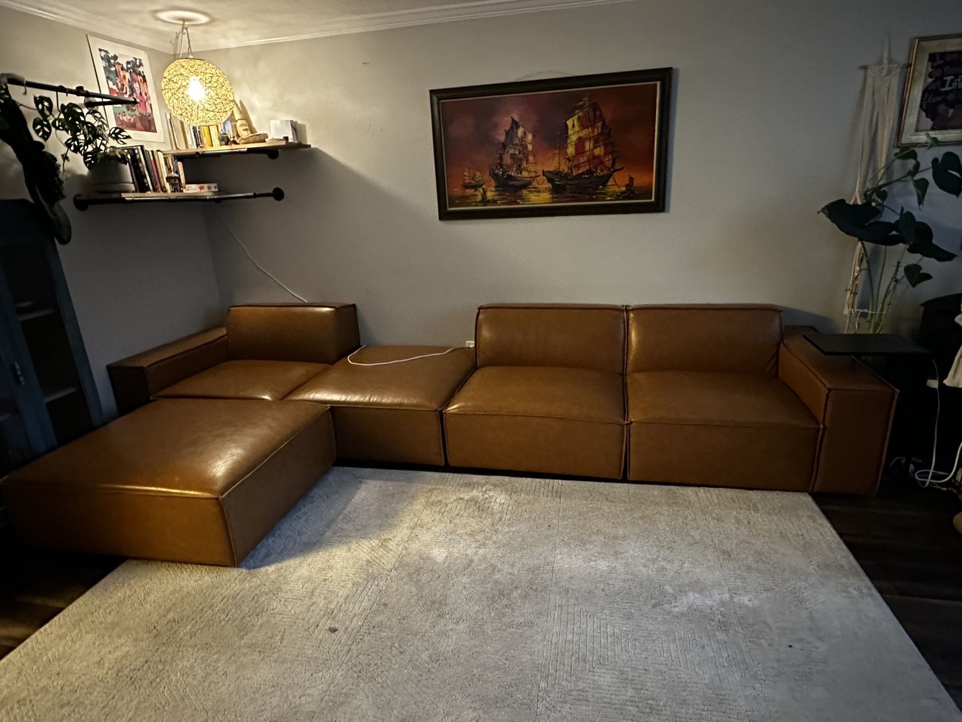 Jonathan Leather Extended Side Chaise Sectional