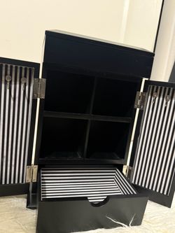 Black Jewelry Organizer Armoire with Mirror & Drawer
