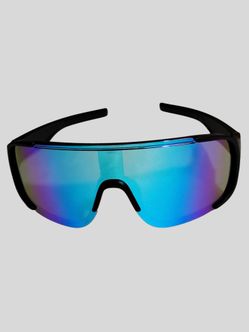 Premium Y2K Aerodynamic Sports Sunglasses | Iridescent Multi-Color Mirror Lens | Matte Black