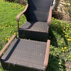 Wicker chair and ottoman 