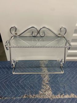 Vintage 1950s chrome and glass shelf