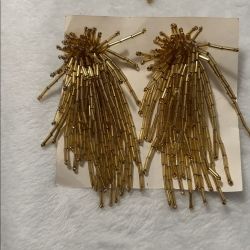 Cascading Cluster Gold Metalic Beads Vintage