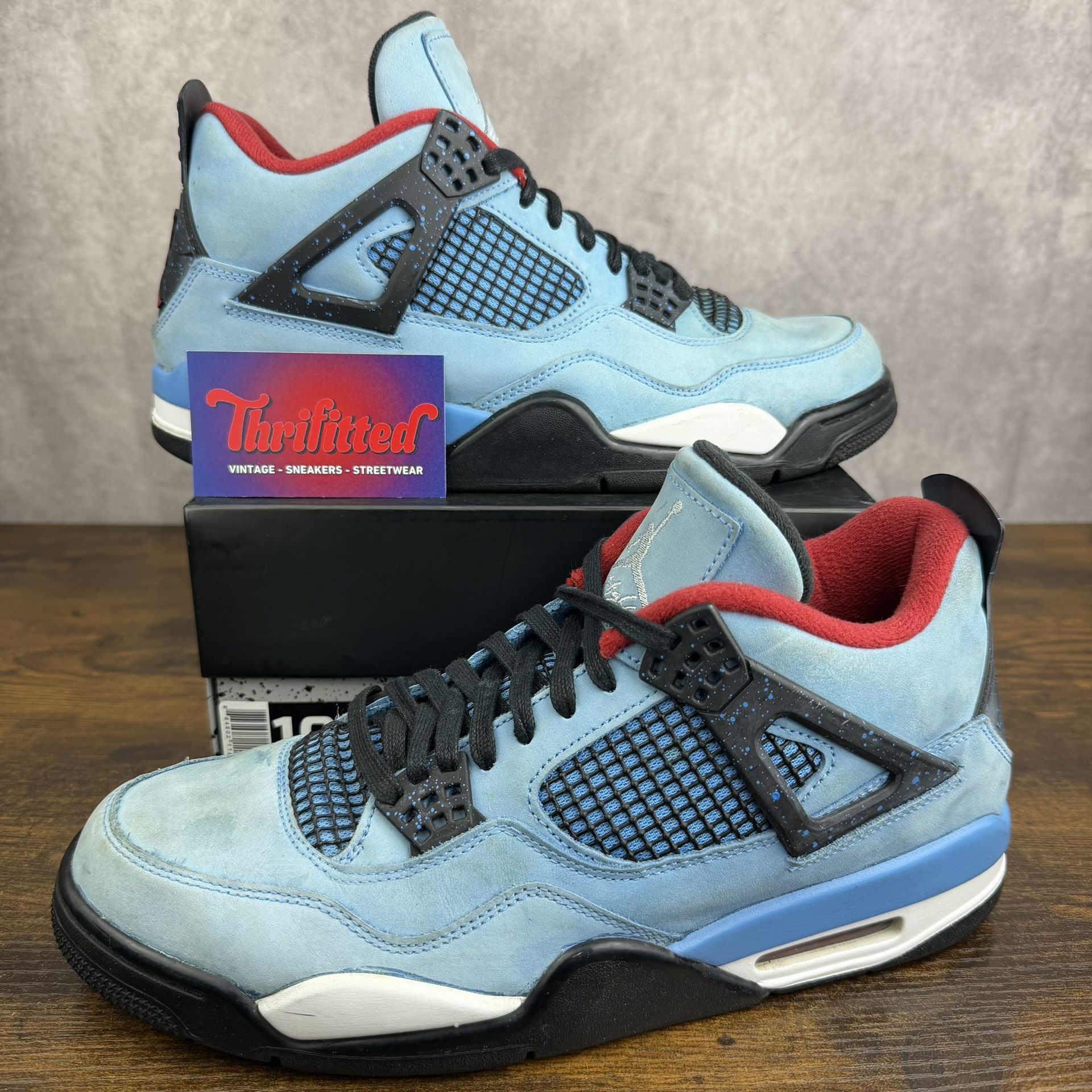 Air Jordan 4 Retro x Travis Scott Cactus Jack Size 10.5 308497-406 Blue Men’s Shoes OG Rare