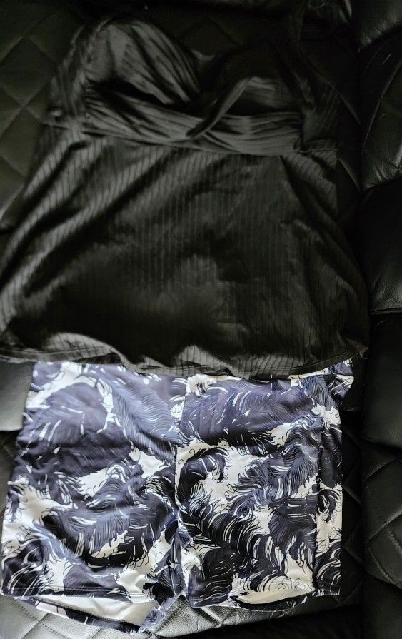 Brand New Womens Modlily 2 Piece Black & White 1X Bathing Suit