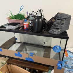 40 Gallon Aquarium Tank With Filter And Accessories