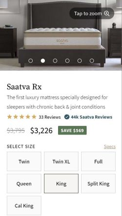 Brand New King Size Saatva Rx