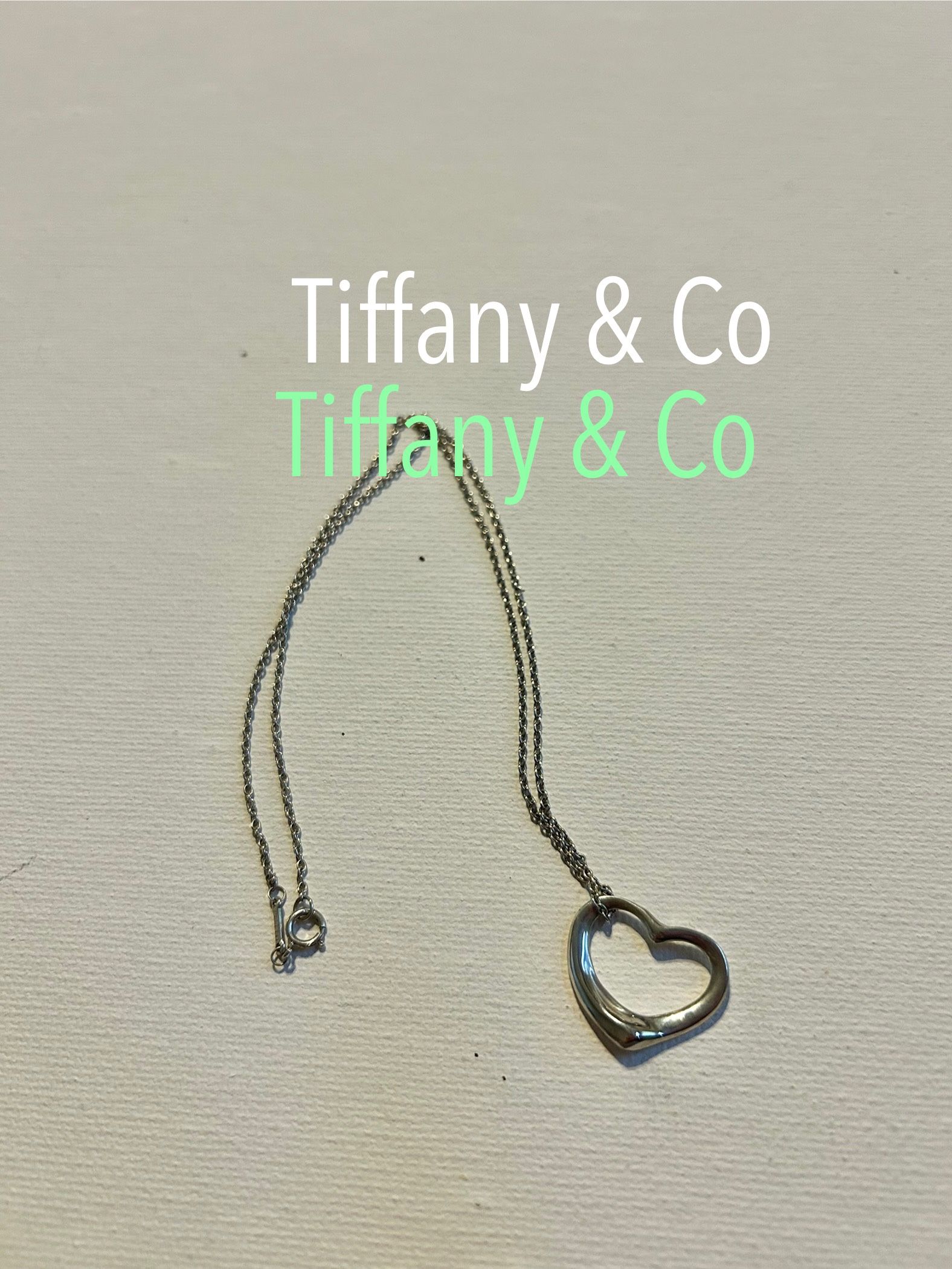 16” Tiffany & Co Elsa Peretti Open Heart 16mm Necklace in Sterling Silver