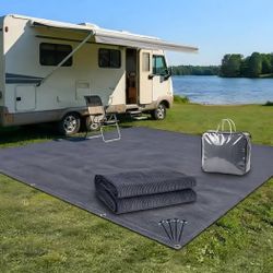 RV Mat 8x20Ft Outdoor Camping Rug, Blue Gray Double-Sided - New in Box