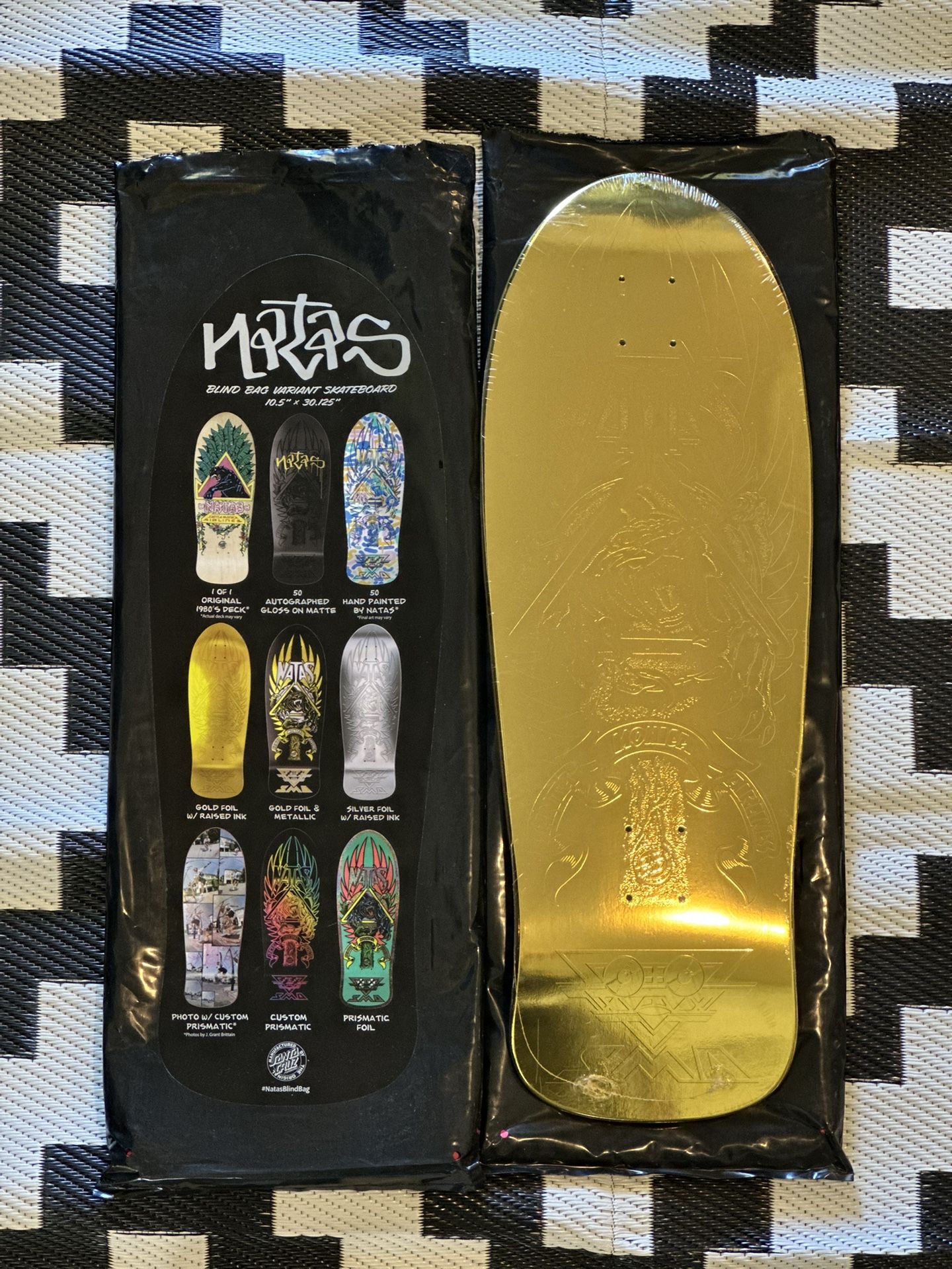 Natas Kaupas Santa Cruz Blind Bag Skateboard Deck Gold Foil Raised Ink SMA