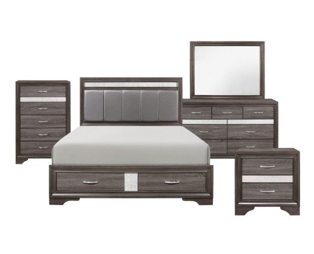 Homelegance 1505 special Queen 5pc gray storage bedroom special