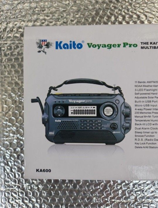 Kaito Voyager Pro KA600 Digital Solar Dynamo Hand Crank AM/FM/LW/SW & NOAA Weather Emergency Radio with Flashlight, Reading Lamp,Smart Phone Charger