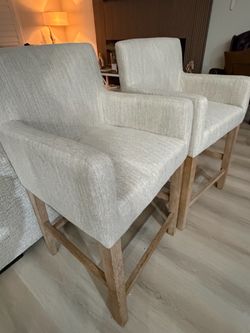 Armga Upholstered 26 inch Counter Stools - Beige/Weathered Natural (Set of 2)