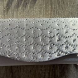 Silver Evening Formal Bag Clutch Chain Link Shoulder Handle Front Clasp