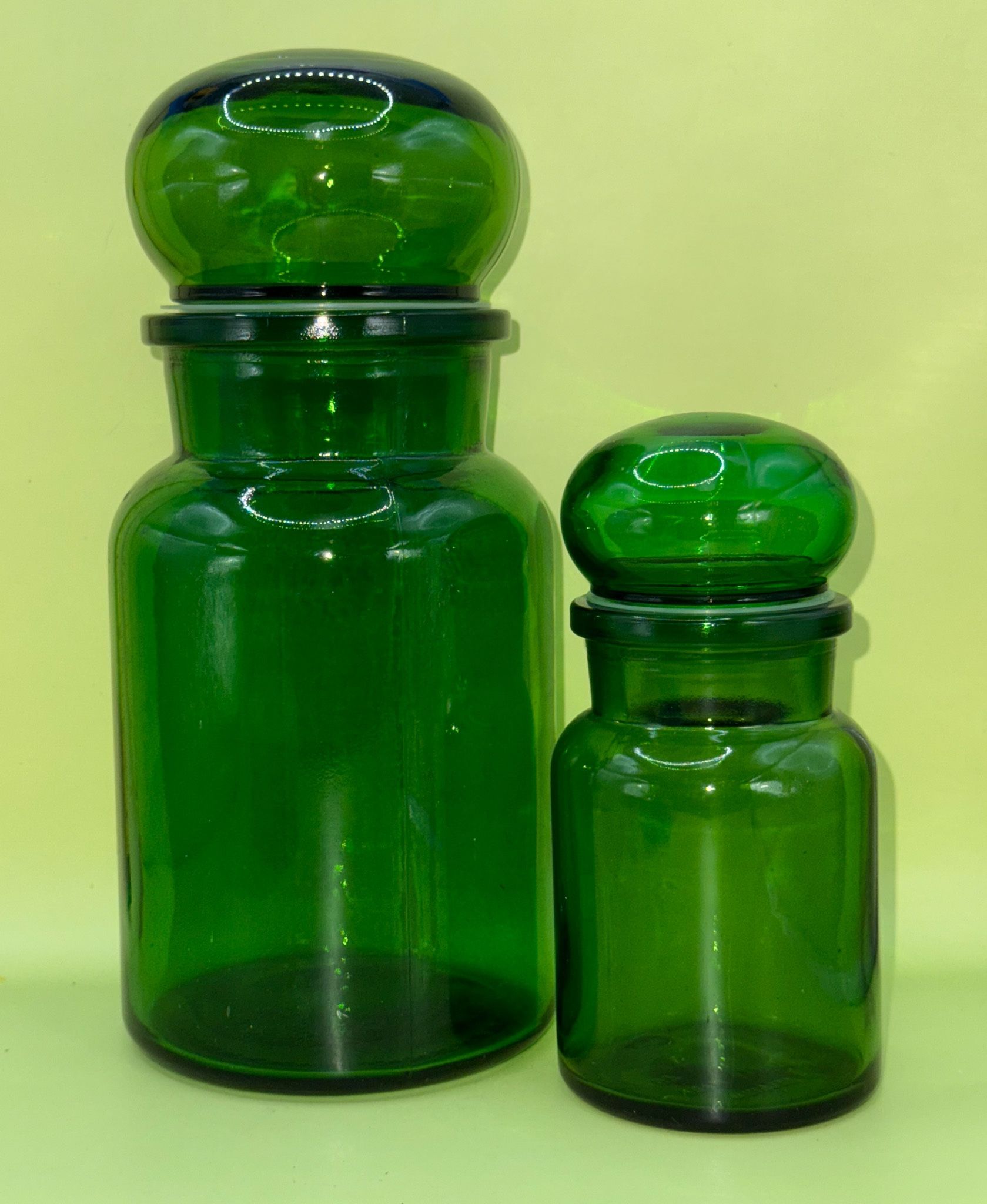 Set Of 2 Green Apothecary Bottles