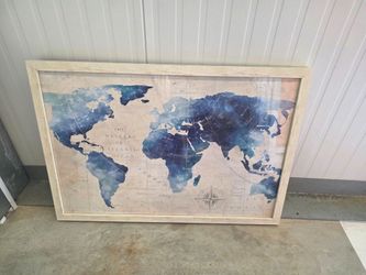 Large Framed World Map Wall Art