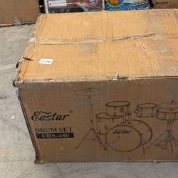 Eastar 22" 5Pcs Adult Size Drum Set for Beginner Starter Complete Percussion Instrument with Throne,