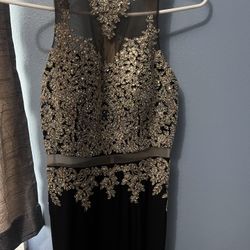 Black and Gold Prom Dress