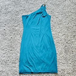 Calvin Klein Women’s Sheath Stretch Dress Blue One Shoulder Size 4 Ball Gown