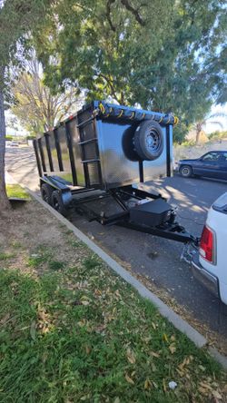 NEW DUMP TRAILERS 12x8x4 ROLLING TARP AND SPARE TIRE 2026 YEAR ELECTRIC BRAKES LIGHTS REMOTE CONTROL TITLE IN HAND READY FOR WORK,se habla ESPAÑOL