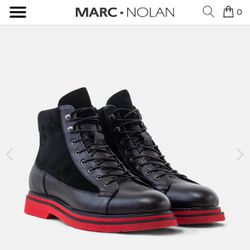 Marc Nolan Aiden Black Leather Combat Boots