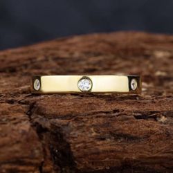 14k Gold Plating Over Sterling Silver 925 Band Ring Size 6,7,8 And 9