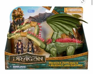 NEW How to Train Your Dragon Hideous Zippleback + Twins Action Figures Green On