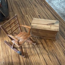 Vintage Children’s Rocking Chair And Toy Chest