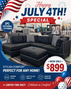 🔥July 4th Special🔥Brand New 2pc Reversible Sectional with Ottoman $899, Payment available,  Delivery Available.