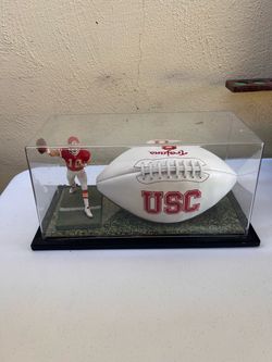 USC Trojans White Panel Football with Display Case