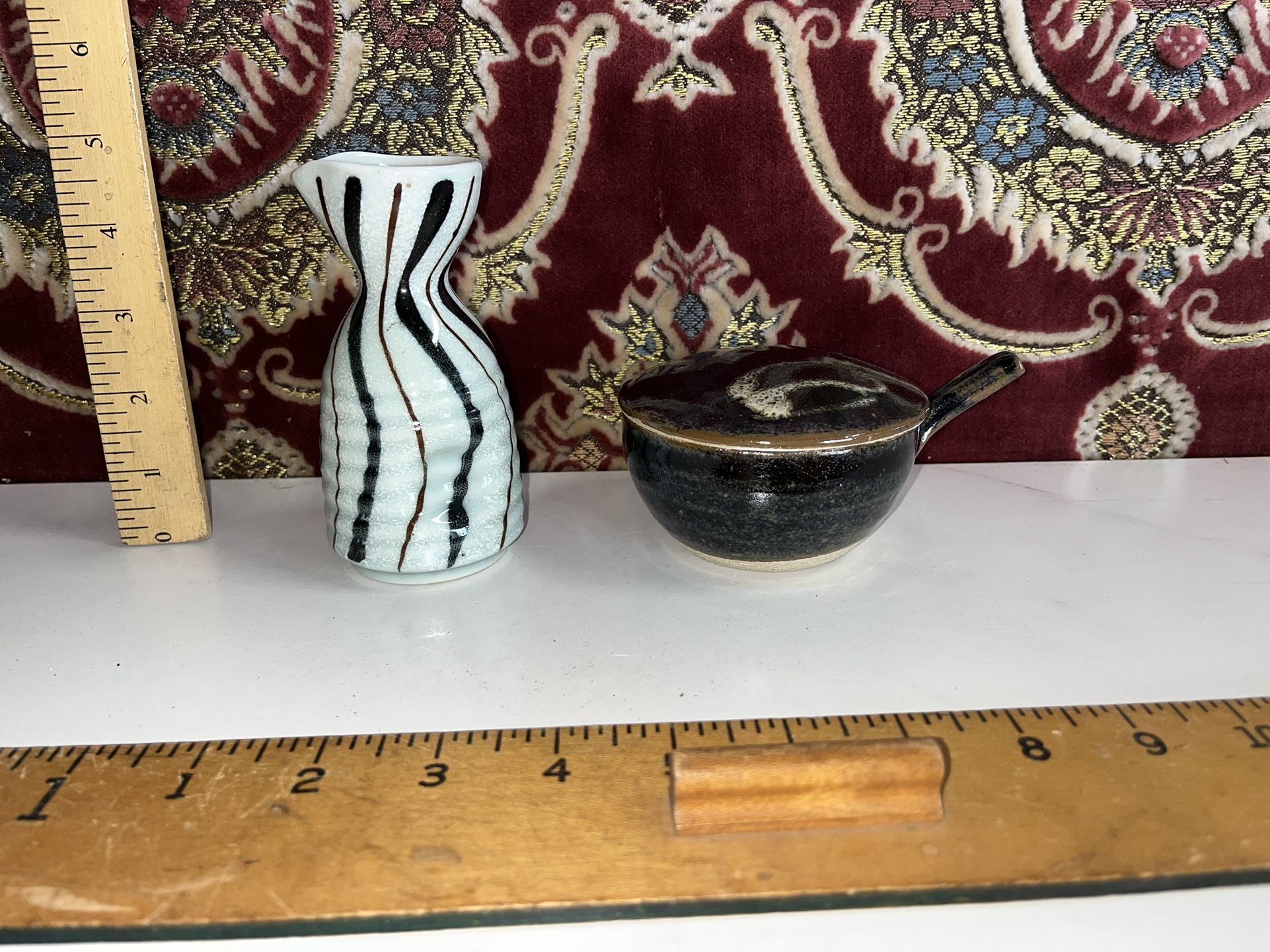 2 Mid century Japanese Pieces Ceramic Bowl Porcelain Vase