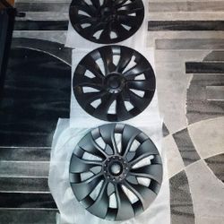3 Brand NEW OEM 19" TESLA WHEEL COVERS HUBCAPS BNIB NEVER USED 