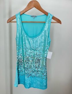 Blue Sequins Tank Top - XS