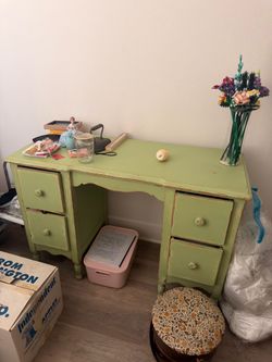 Vintage Antique Green Desk