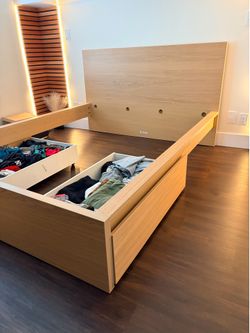 Queen Bed with 2 Drawers. Mattress needed only but box spring included!