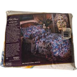 Vintage Bill Blass for Springmaid Twin Fitted Sheet "Floral Festival" NEW Luxury Cotton Poly