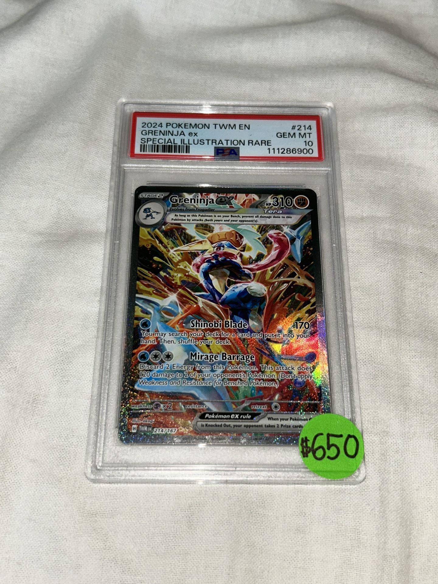 PSA 10 Greninja Ex SIR Special Illustration Rare Twilight Masquerade 