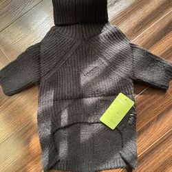 Black Dog Cat Knit Turtleneck Sweater Size L by Fitwarm New