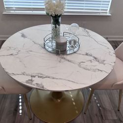  Marble Like White & Grey Dining Table (Table Only)