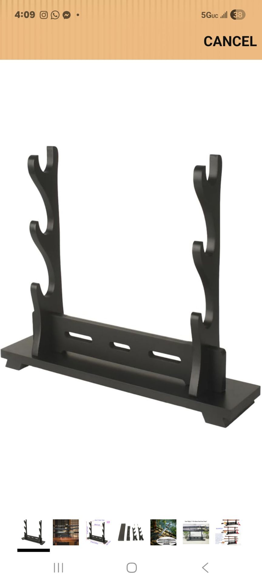 Katana Stand Sword Stand Desktop Wooden Lightsaber Display Holder ,Samurai Sword Hanger Cosplay Rack (Black, 3-Tier)