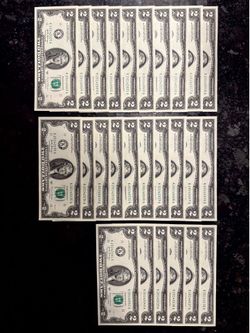 26 Consecutive 2017A $2 Bills – Sequential Serial Numbers K(contact info removed)6A–K(contact info removed)1A – Crisp Collector Set
