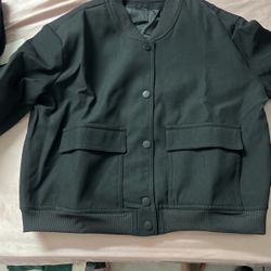 Modegal Women's Fall Varsity Bomber Jackets Long Sleeve Cropped Button Down Casual Coat with Pockets Outwear