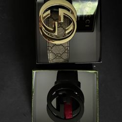 Letting go of 2 Gucci-style belts. Paid $600 a while back — $215 for both.
