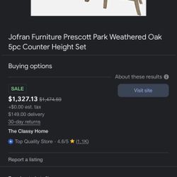 Solid Oak Bar Height Table And 4 Chairs 