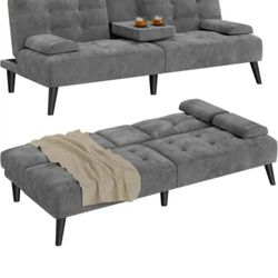 2 Seat Sofa Bed With Drop Down Coffee Table 