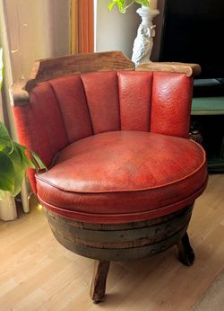 Vintage Whiskey Barrel Swivel Chair